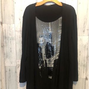 Women’s Meghan L.A Black Dress knit long sleeve sequins size 1x Career